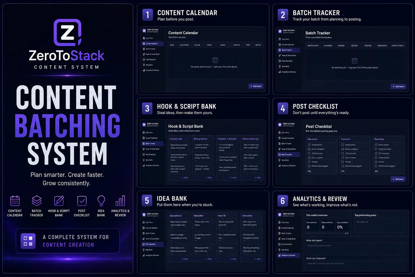 Content Batching System — Interactive Content Planner for Creators ZeroToStack