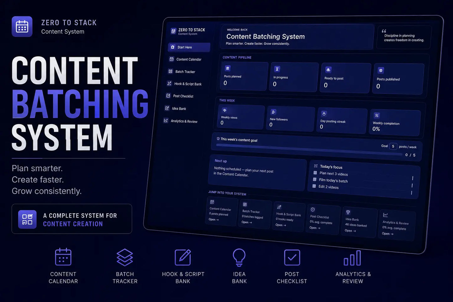 Content Batching System — Interactive Content Planner for Creators ZeroToStack